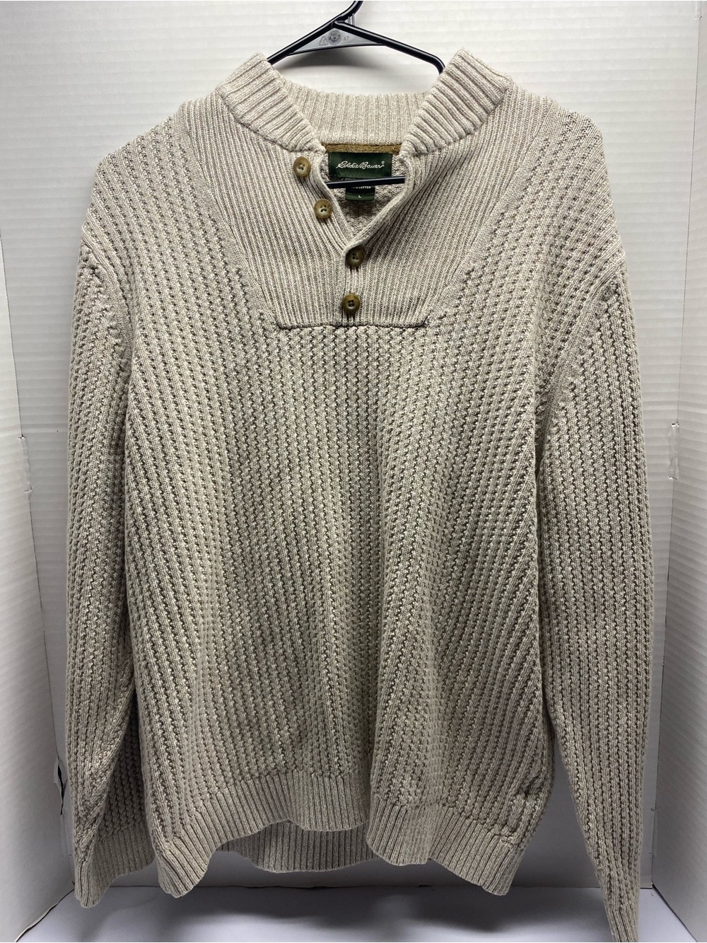 Eddie Bauer Cream Knit Zip-Up Sweater